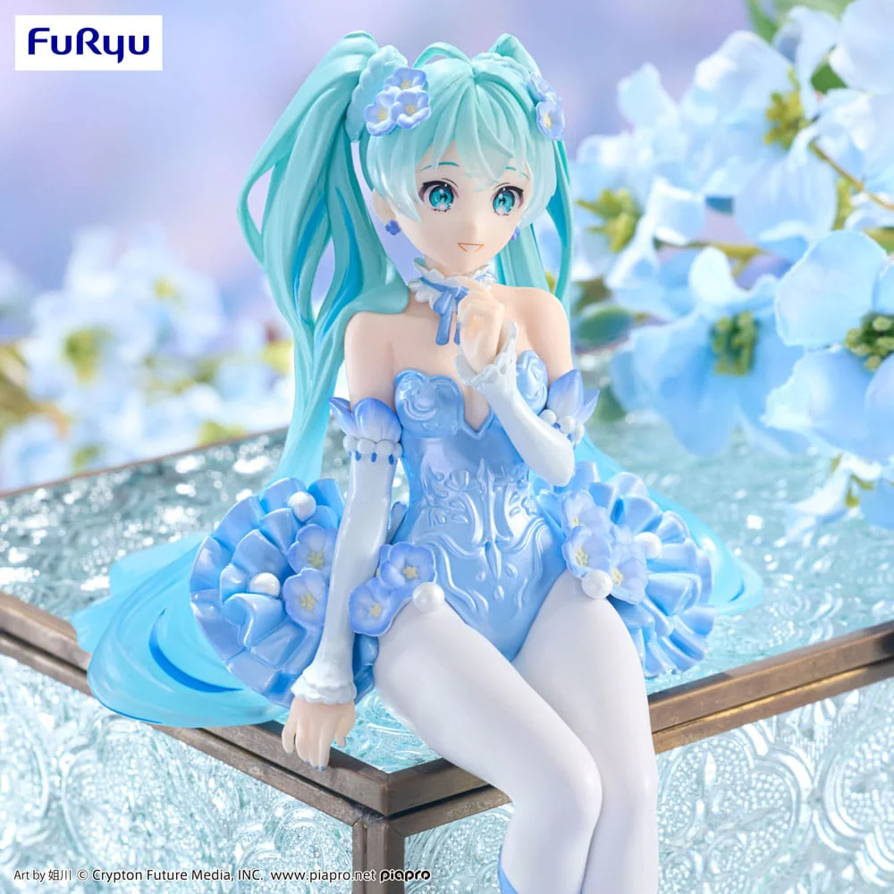 Hatsune Miku Noodle Stopper PVC Statue Flower Fairy Nemophila Pail Blue Color Ver. 15 cm - Image 3