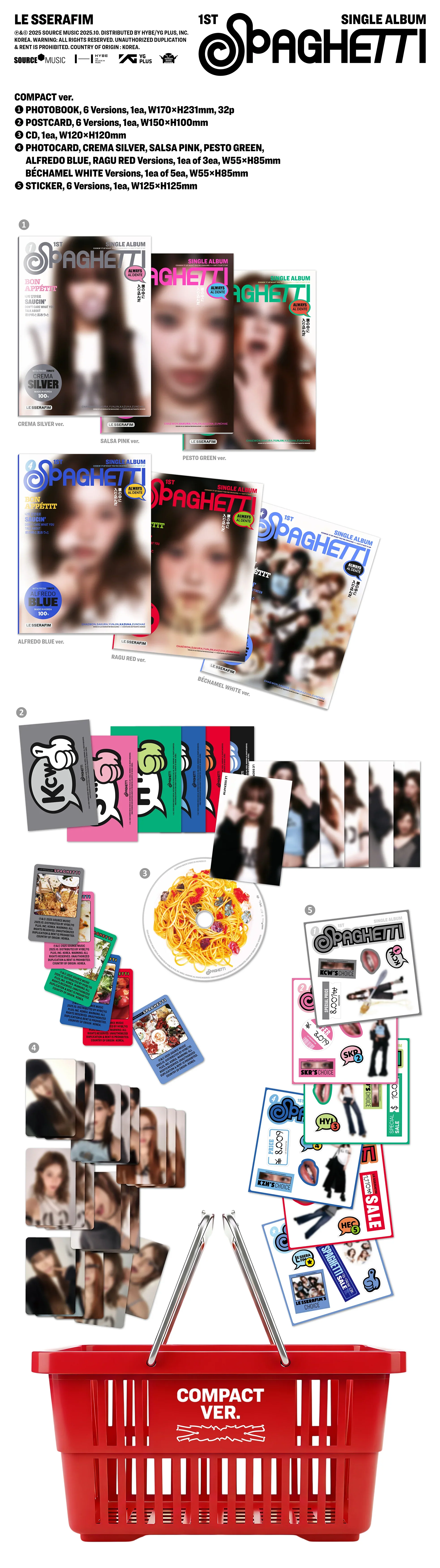 LE SSERAFIM - 1st Single Album [SPAGHETTI] COMPACT Ver. - Image 2