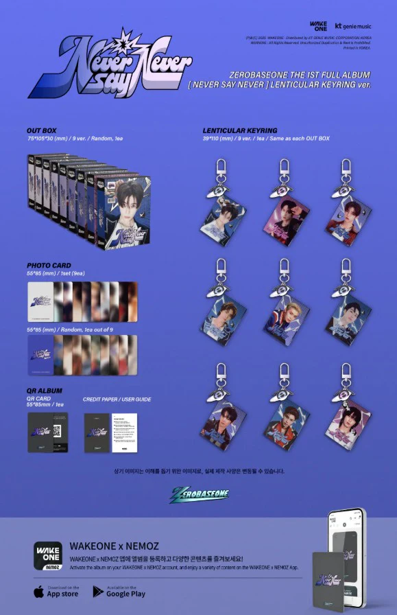 ZEROBASEONE - 1st Full Album [NEVER SAY NEVER] LENTICULAR KEYRING Ver. - Image 2